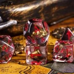 7pcs Dice Resin Filled Red Font Bullet Clear