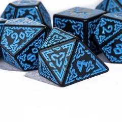 Blue Celtic Knot on Black Acrylic - 7pcs RPG Full Dice Set