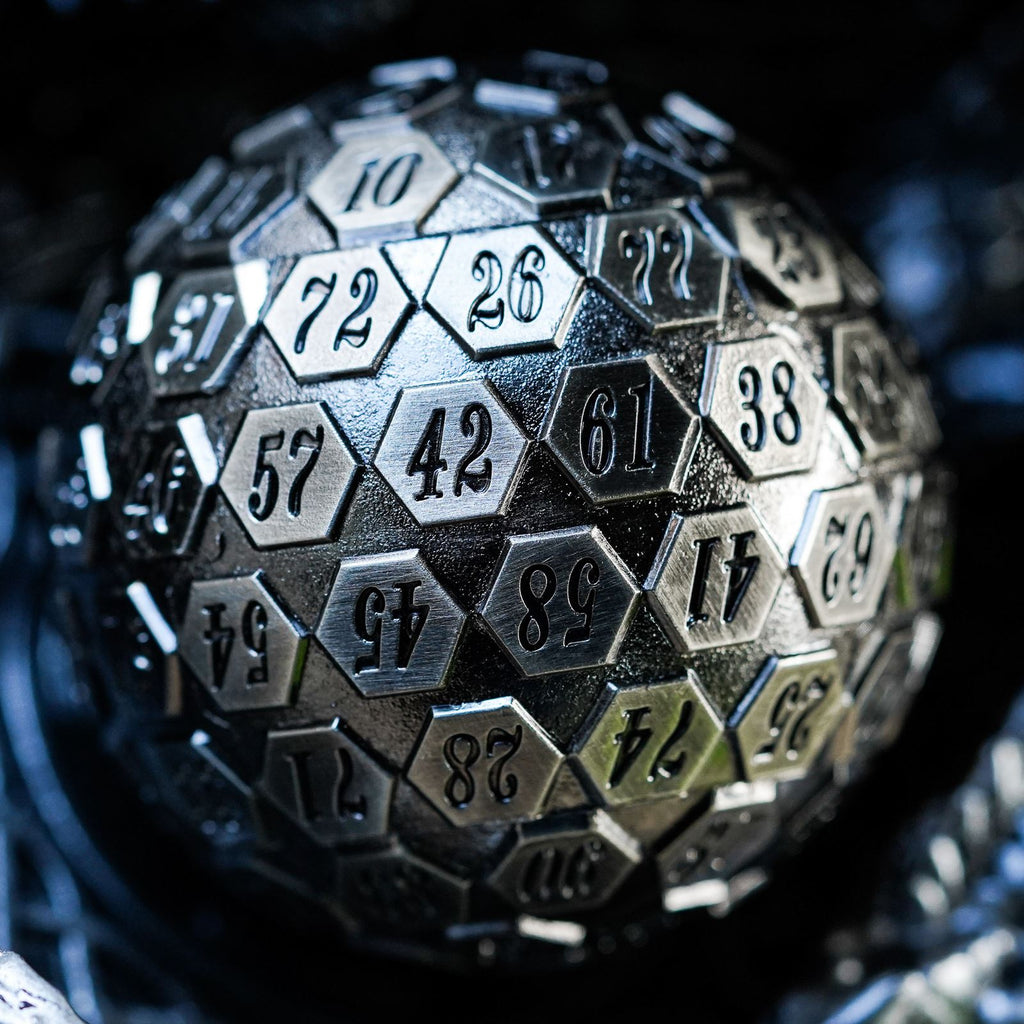 D100 RPG Dice - Silver Metal