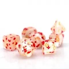 7pcs Dice Acrylic Splatter Gold Font Pearl White
