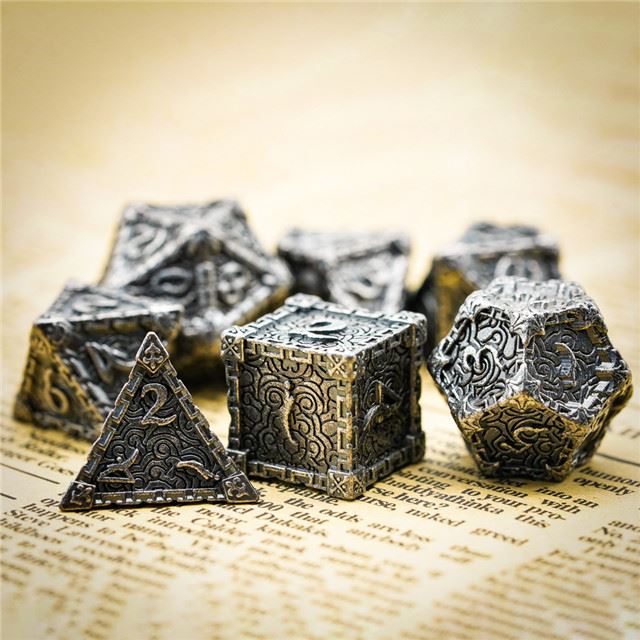 7pcs RPG Dice Set - Silver Metal