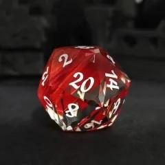 7pcs Dice Gem Glass Facet Ribbon White Font Clear Red