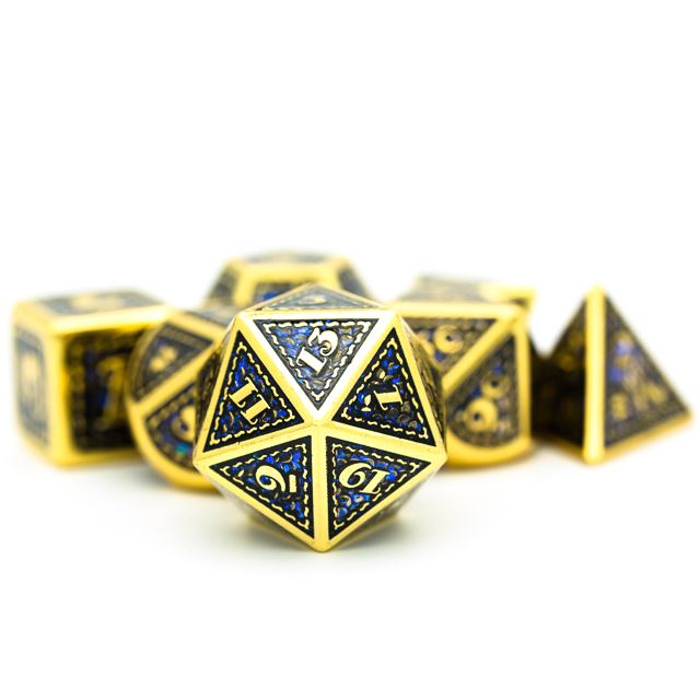 7pcs Dice Metal Stitch Gold Dark Blue