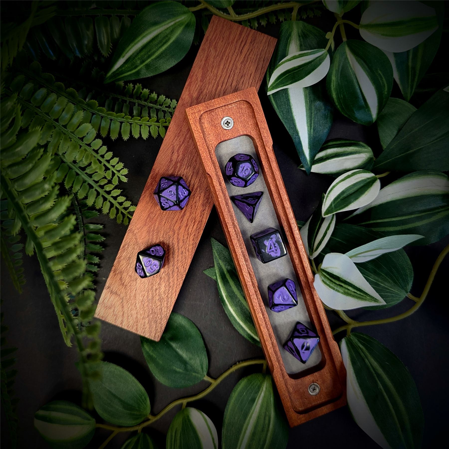Washed Lilac on Black Acrylic - 7pcs RPG Full Dice Set