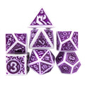 Purple Vines on White Acrylic - 7pcs RPG Full Dice Set