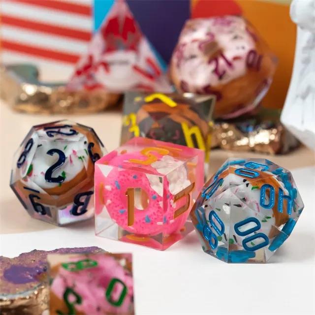 Donuts in Multicolour Filled Sharp Resin - 7pcs RPG Dice Set