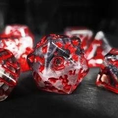 7pcs Dice Resin Pattern Wizard Red Font Clear Grey