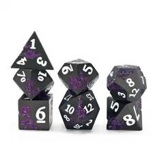 7pcs Dice Metal Lotus White Font Purple Nickel