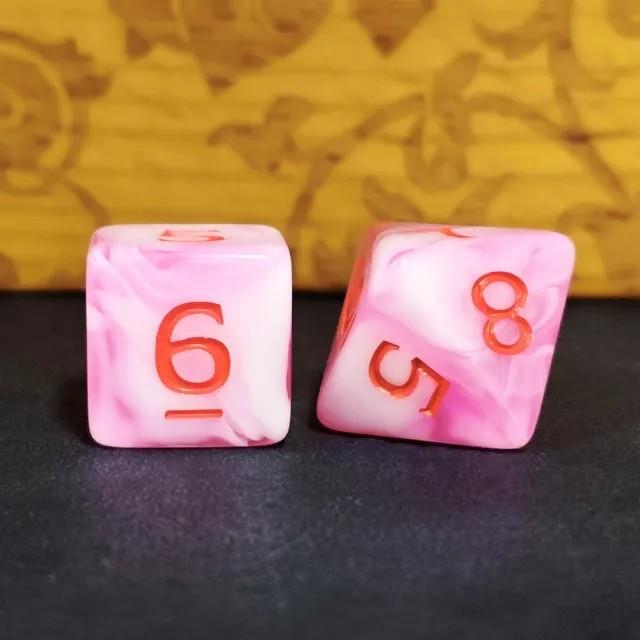 7pcs Dice Acrylic Blend Red Font Pink