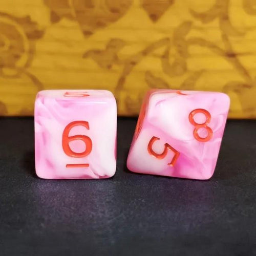 7pcs Dice Acrylic Blend Red Font Pink