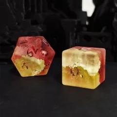 7pcs Dice Gem Frosted Glass Clear Font Cracked Pink Clear