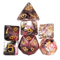 Black & Red Swirl in Clear Resin - 7pcs RPG Full Dice Set