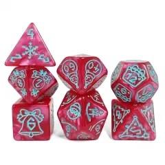 7pcs Dice Acrylic Pattern Christmas Green Font Red