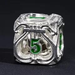 7pcs Dice Metal Hollow Lute Green Font Silver