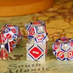 7pcs Dice Metal Alien Ship Blue Red Silver