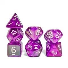 7pcs Dice Acrylic Metallic Clear Purple