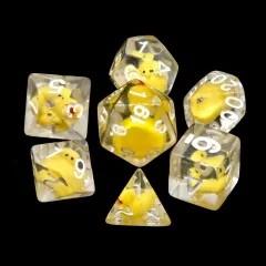 7pcs Dice Resin Filled White Font Duck Clear