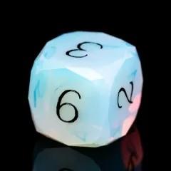 7pcs Dice Gem Stone Opalite Facet Black Font White