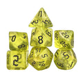 Glitter in Yellow Acrylic - 7pcs RPG Full Dice Set