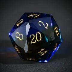 7pcs Dice Gem Glass Facet Gold Font Blue Brown (UD)