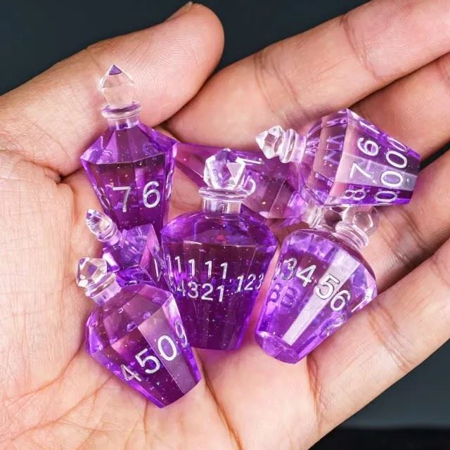 Purple Potion Resin -  7pcs RPG Dice Set