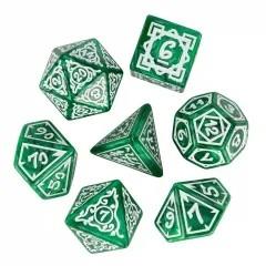 7pcs Dice Acrylic Pattern Vines Bow White Font Green