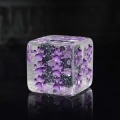 6pcs D6 Dice Resin 16mm Cat Paw Purple Font Clear