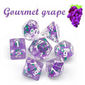 7pcs Dice Resin Filled White Font Purple Grape Clear