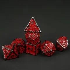 7pcs Dice Metal Druid Vine Nickel Font Red