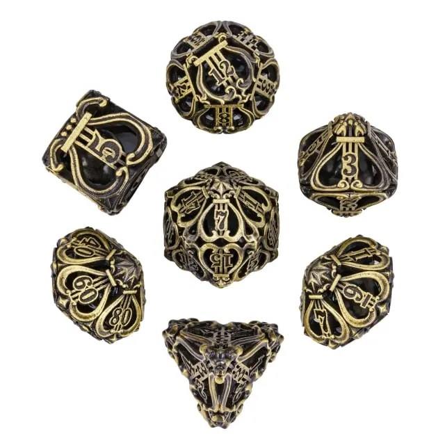 7pcs Dice Metal Hollow Lute Bronze