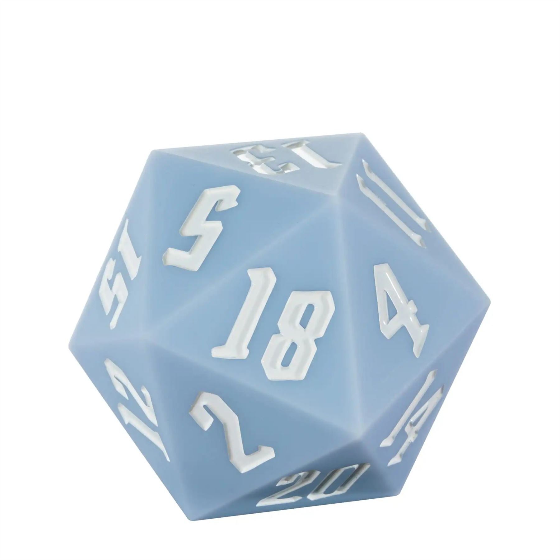 White on Solid Pale Blue Silicone - D20 RPG Dice