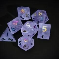7pcs Dice Gem Frosted Glass Rainbow Font Cracked Purple (UD)