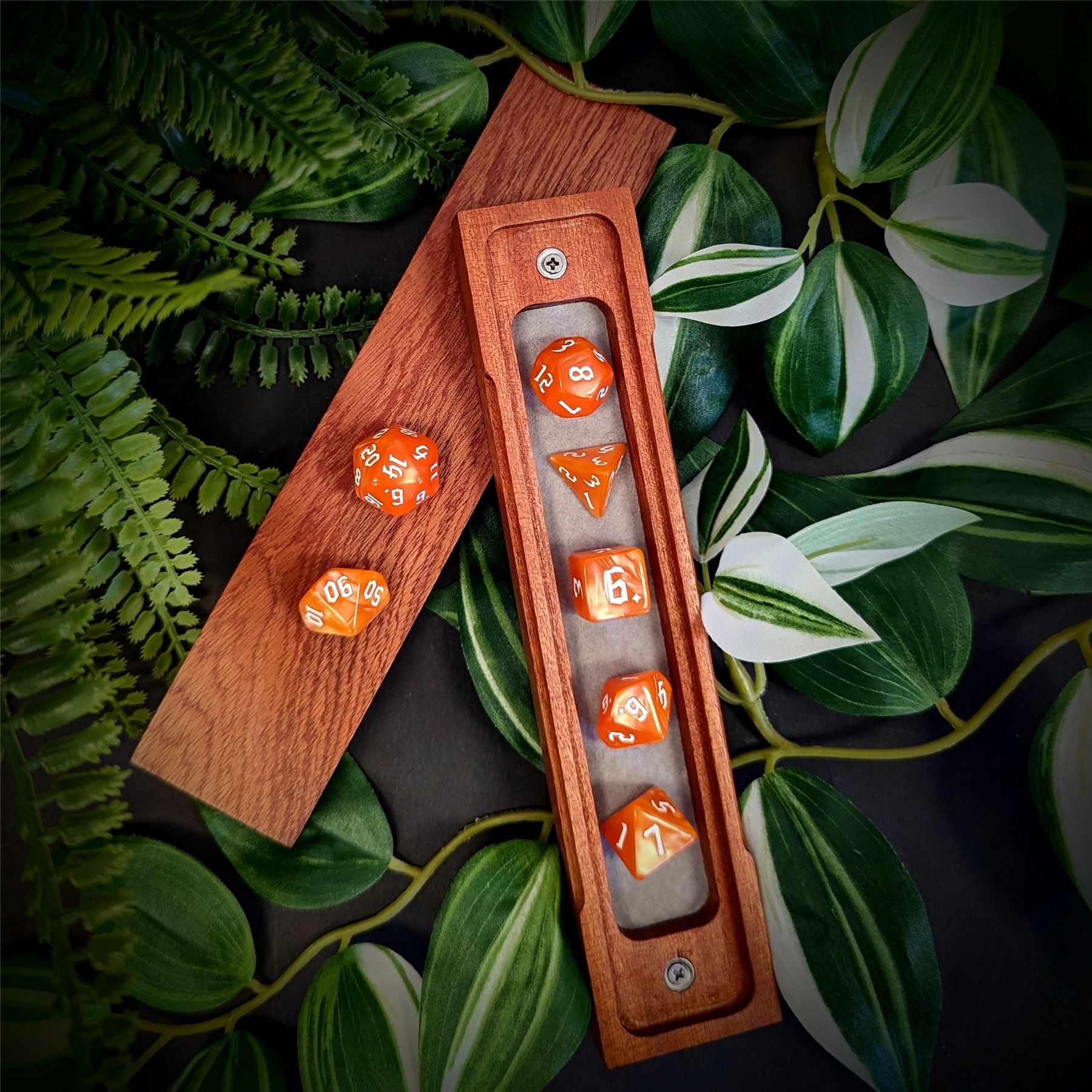 Orange Silk Acrylic - 7pcs RPG Full Dice Set