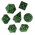 Green Celtic Knot on Black Acrylic - 7pcs RPG Full Dice Set