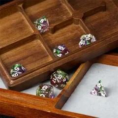 7pcs Dice Resin Swirl White Font Clear Green Purple
