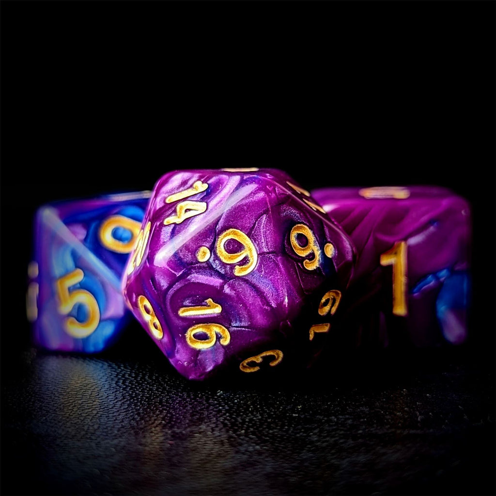 Blend of Purple & Blue Acrylic - 7pcs RPG Full Dice Set