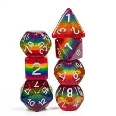 7pcs Dice Resin Layer Silver Font LGBTQ Rainbow