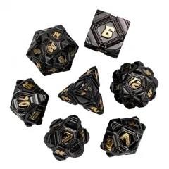 7pcs Dice Metal Alien Ship Gold Font Black
