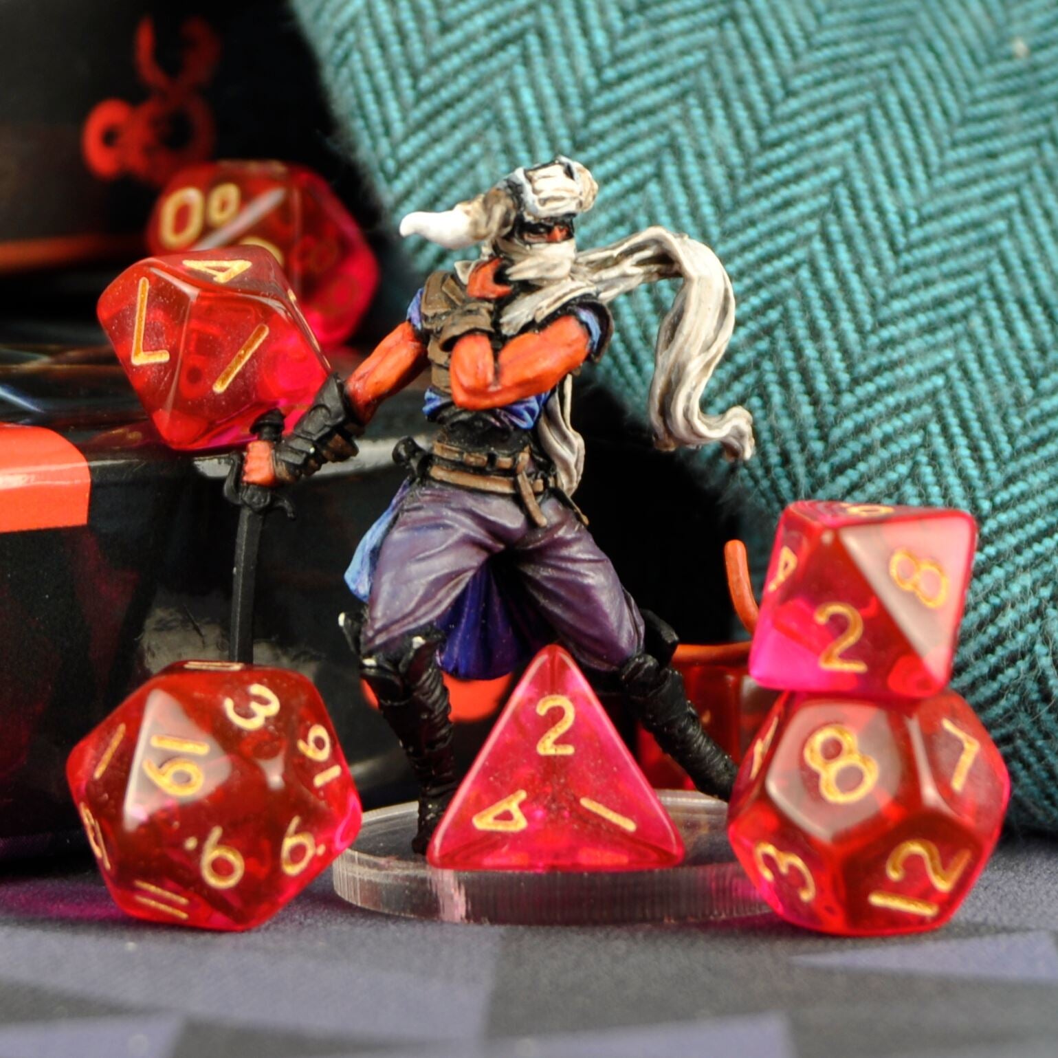 Red & Clear Acrylic - 7pcs RPG Mini Dice Set
