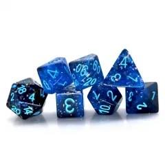 7pcs Dice Resin Glitter Blue Font Blue