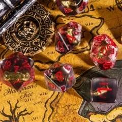 7pcs Dice Resin Filled Red Font Bullet Clear
