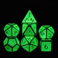 7pcs Dice Metal Glow Silver Font White