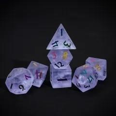 7pcs Dice Gem Frosted Glass Rainbow Font Cracked Purple (UD)
