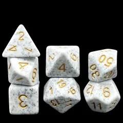 7pcs Dice Acrylic Glitter Gold Font White