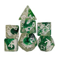 Green Swirl in Clear Resin - 7pcs RPG Full Dice Set