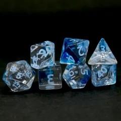 7pcs Dice Acrylic Clear Blue Font Blue