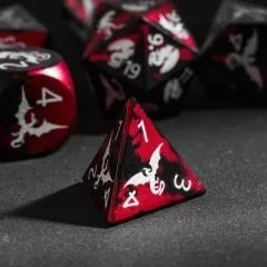 7pcs Dice Metal Aluminium White Font Dragon Red Black
