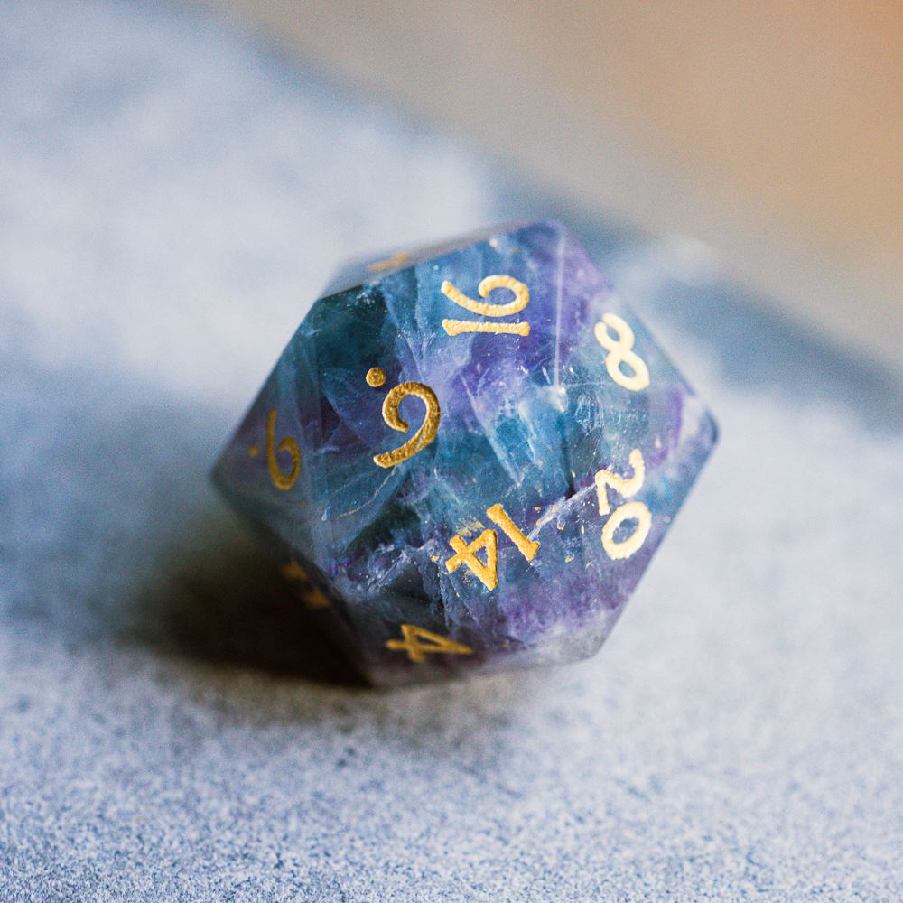 7pcs Dice Gem Stone Fluorite Purple