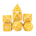 Yellow Lattice on White Acrylic - 7pcs RPG Full Dice Set
