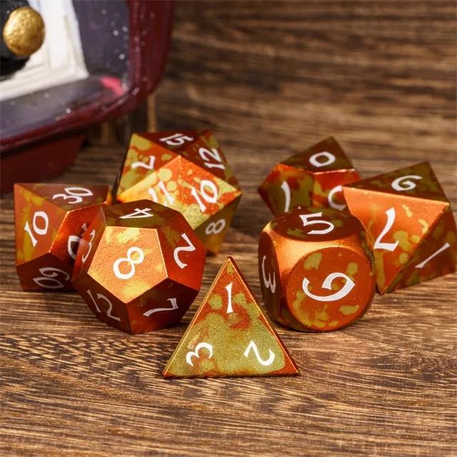 7pcs RPG Dice Set - Orange & Yellow Anodized Aluminium